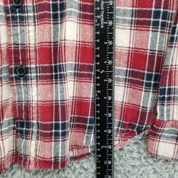 Trinity Shirt Womens Large Red Plaid 100% Cotton Flannel Button Down Pockets - Picture 7 of 10